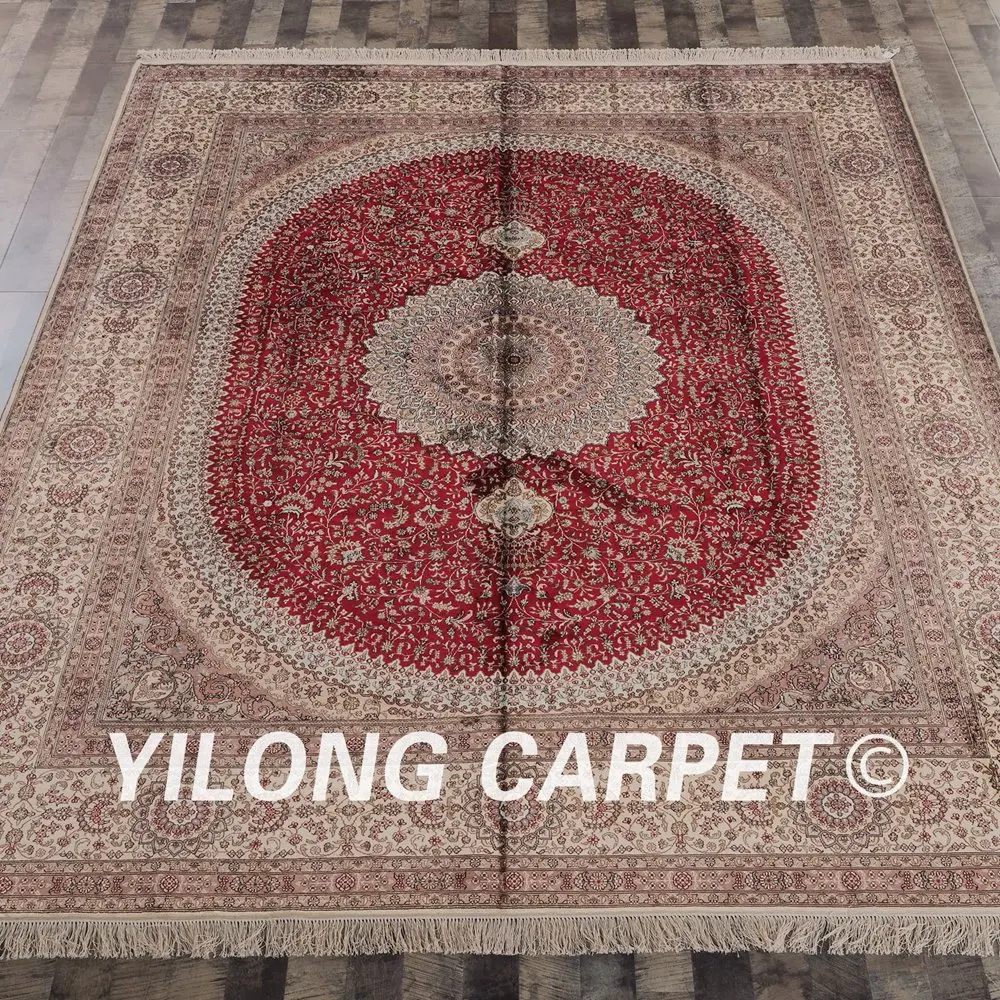 Yilong 8'x10' handknotted шелк персидский Ковры пол Декор Кашмир красные шелковые Ковры(lh180a8x10