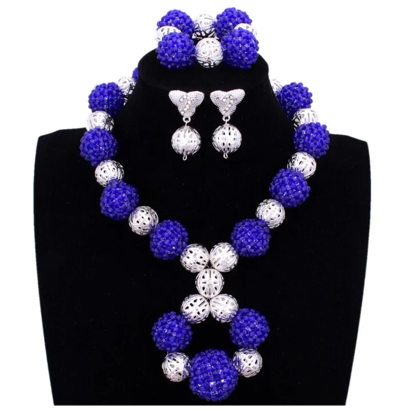Мода Дубай Jewelry Set Royal Blue хрустальные шары набор большой африканский свадебные