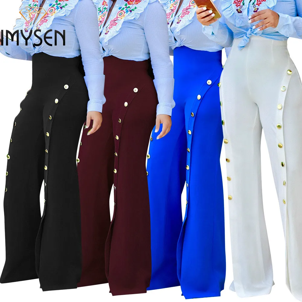 S XXL IMYSEN Fashion Casual Pants Women Paige Split Trousers 2017