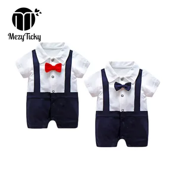 

0-12 Month Infant Gentleman Clothes Boys Baby Thin Cotton Shorts Rompers Newborn Tie Short Jumpsuit Toddler Underwear Clothing