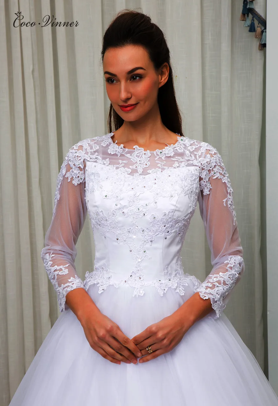 С длинными рукавами Кружева Вышивка арабское свадебное платье бальное платье Illusion Sheer шеи Плюс Размер свадебное платье W0049