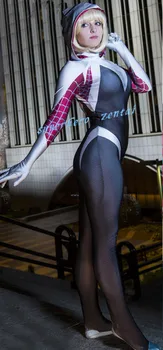 

Custom made Anti-Venom Gwen Stacy Spiderman Cosplay Costume 3D Print Spandex catsuit Halloween hot sale zentai Suit No Mask