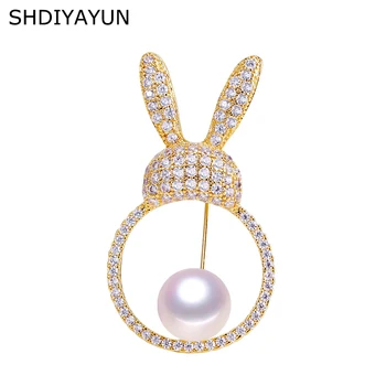 

SHDIYAYUN 2019 Pearl Brooch For Women Cartoon Lovely Totoro Brooches Pins Natural Freshwater Pearl Fine Jewelry Accessories G