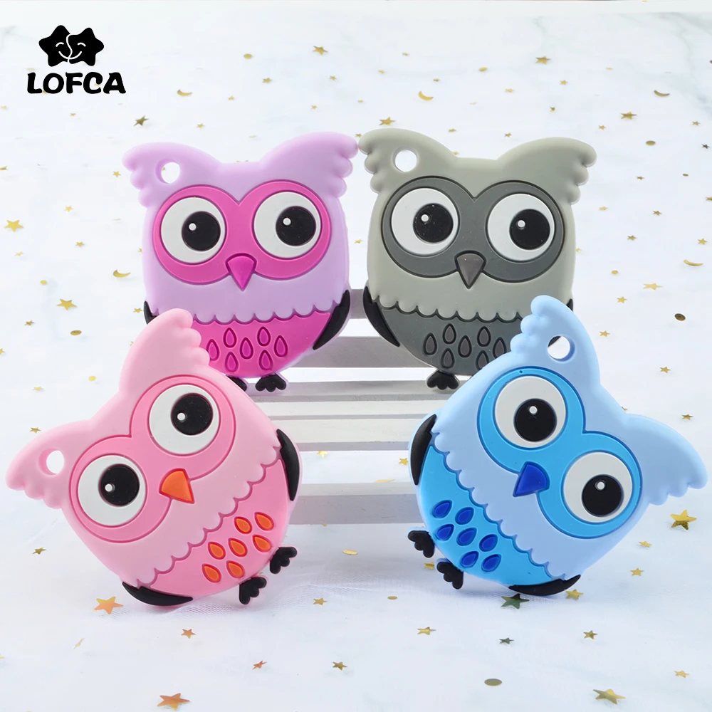 

LOFCA Owl Silicone Teether Baby Teething Toy BPA FREE Soft Chewable owl Teether Making Necklace Pacifier Clip Chain