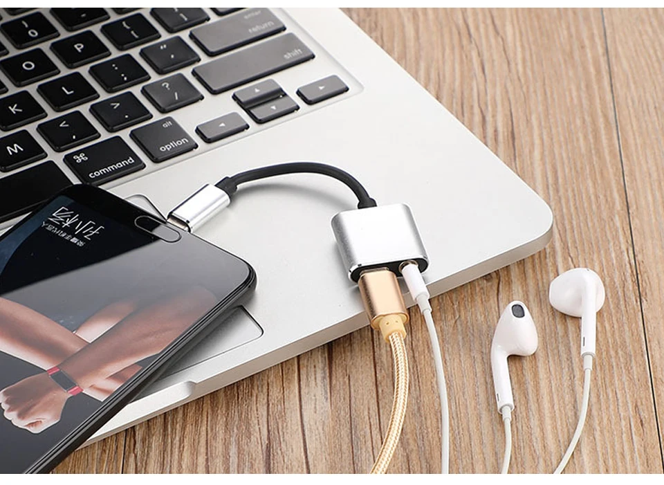 2in1 Type-c Cables For iPhone 7 8 Plus X Charging adapter Charger Splitter For Lightning Headphone Earphone  Audio Cable Adapter (15)