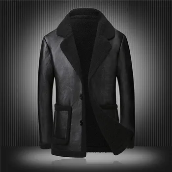 

Famous Designer US Knight Wool Coats 2019 Winter Men Leather Jacket Fleece Zipper Men Faux Motorcycle Leather Big Size M-4XL
