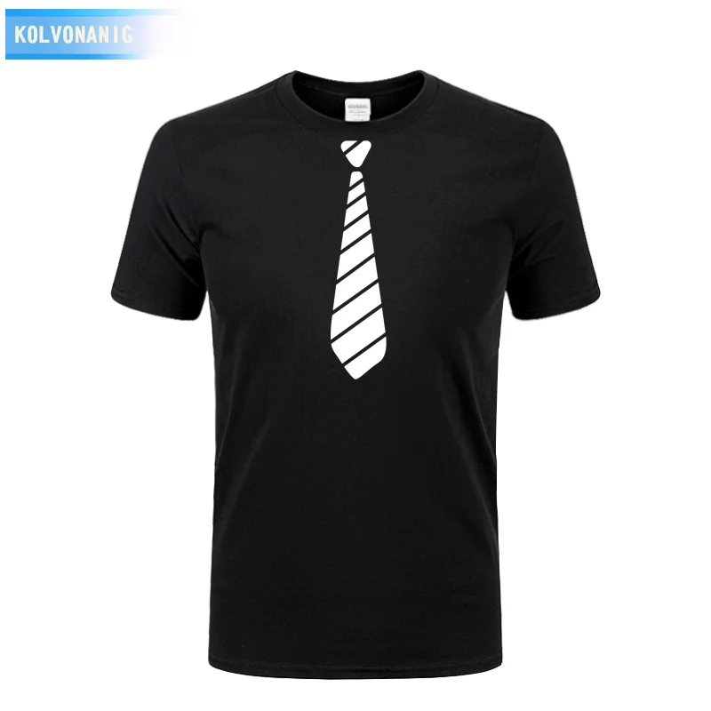 

Summer Men's T Shirt 2019 100% Cotton False Tie Printed Novelty Casual Hip-Hop Fashion T-Shirts Harajuku Men Jersey Hombre Tops