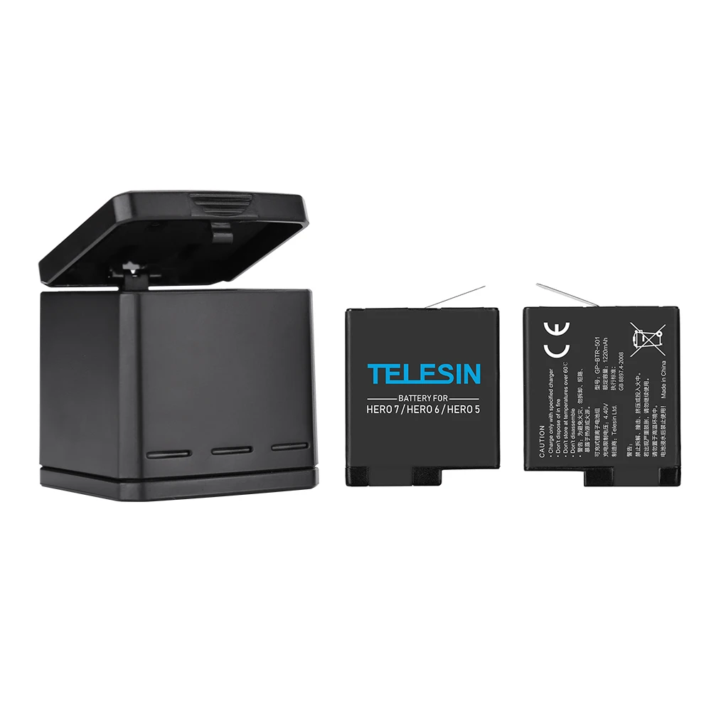 TELESIN 2 шт аккумулятор+ 3 слота зарядное устройство+ usb кабель для зарядки для GoPro Hero 5 Hero 6 зарядное устройство аксессуары