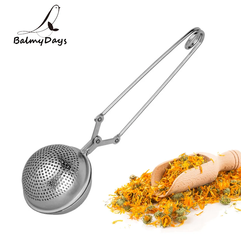 

BalmyDays Stainless Steel Tea Infuser Long Handle Tea Strainer Reusable Tea Ball Filter for Loose Leaf Green Puer Herb Tea Tools