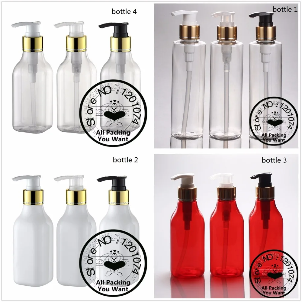

200ml pretty colors PET bottle with shiny gold aluminum pump. lotion/hand wash/Shampoo/moisturizer/facial water PET container