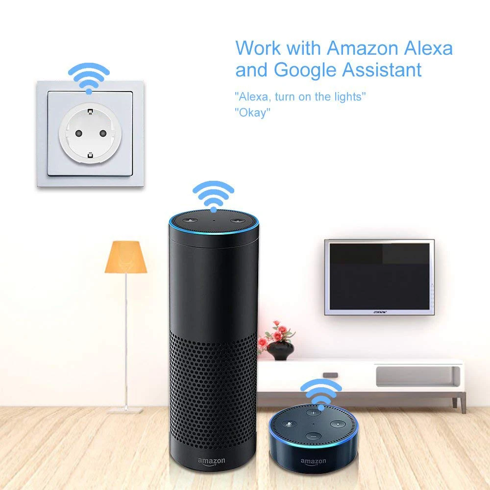 Приложение Smart Life WiFi смарт розетка и Штепсель по стандарту ЕС 2300 Вт мониторинг
