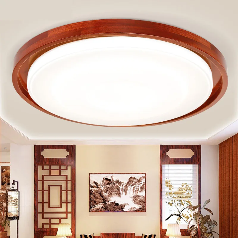 

Chinese ceiling lamp Sapele solid wood living room lamp simple creative restaurant lighting acrylic ceiling light wl4231759