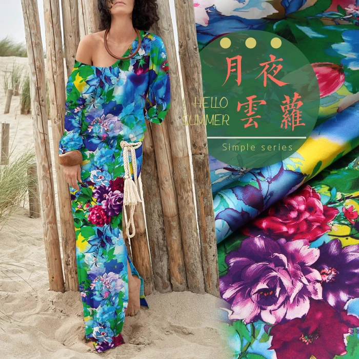 

PRINTED SILK STRETCH SATIN 118cm width 19momme/Natural Silk Fabric Stretch Lycra Fabric material for sewing couture materiel