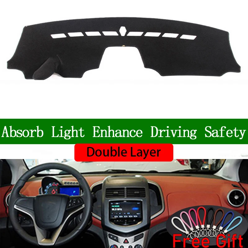 

Double Layer Car Stickers For Chevrolet Aveo Sonic 2012 2013 2014 2015 2016 Dashboard Cover Car Accessories Interior Car Decals