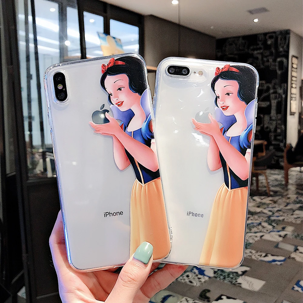 

Cartoon Disneys Snow White Transparent Phone Case for iPhone 6s 6 8 7 Plus X XS MAX XR Coque Drop-proof tpu Soft Silicone Cover