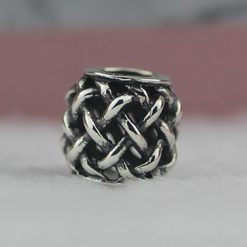 

100% Original High Quality 925 Sterling Silver Charms Knitted Lattices Beads Fits European Troll Bead Bracelet Jewelry Making