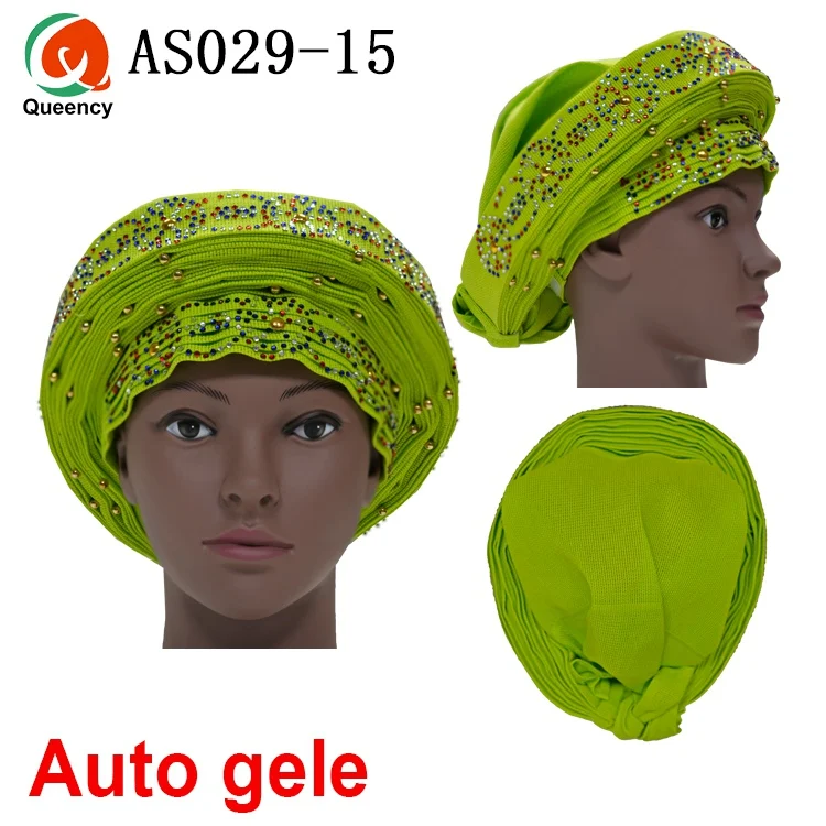 Aso Ebi Queency Африканский Авто геле уже связаны Aso OKE Headtie 1 шт./упак. доступны 24 цвета DHL AS029 - Color: lemon