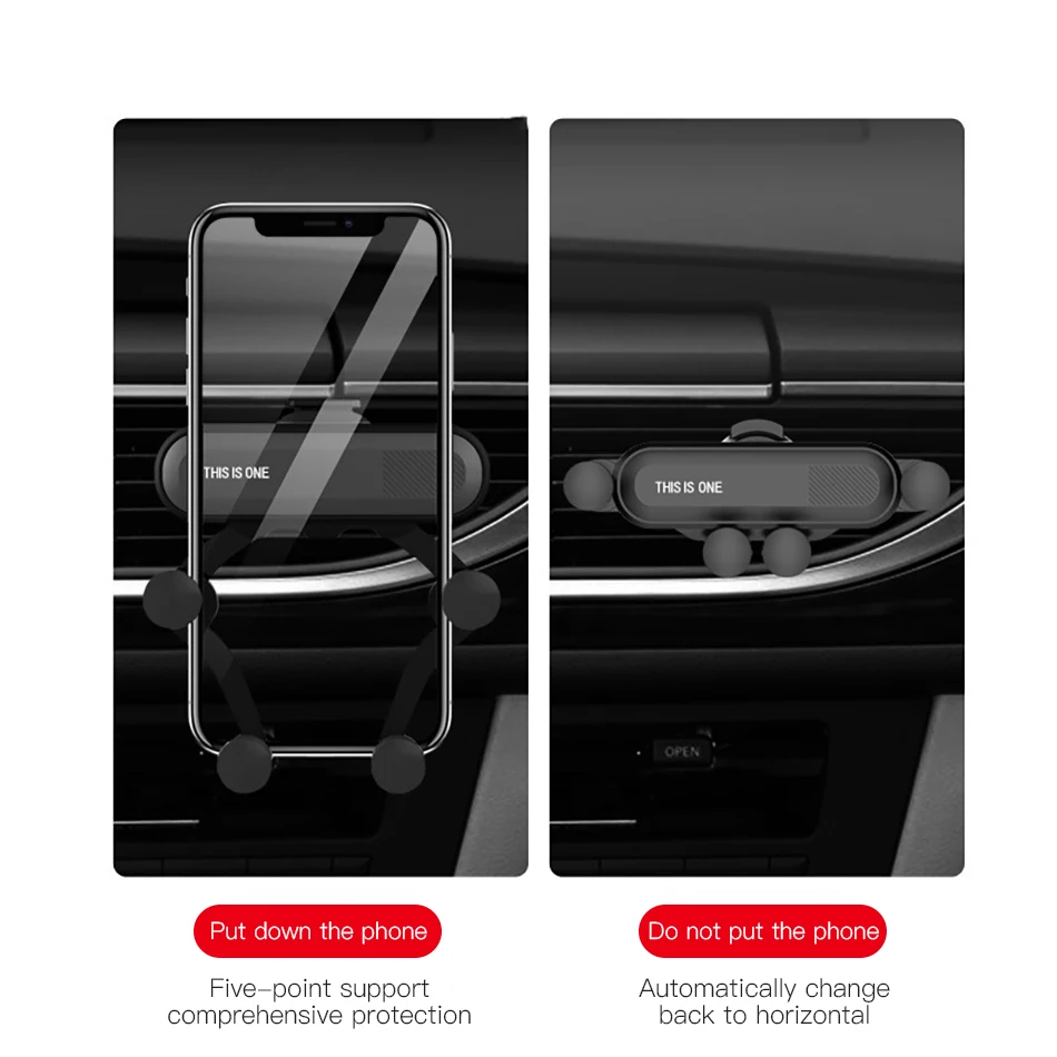 !ACCEZZ Gravity Car Phone Holder Air Vent Mount Clip For iPhone XS Universal Mobile Phone Stand Support GPS in Car Auto Bracket (7)