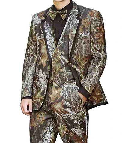 Цветочный принт костюм жениха под заказ Camo Жених Смокинги шаль Нотч лацкан мужские костюмы для шафера блейзер(куртка+ брюки+ жилет
