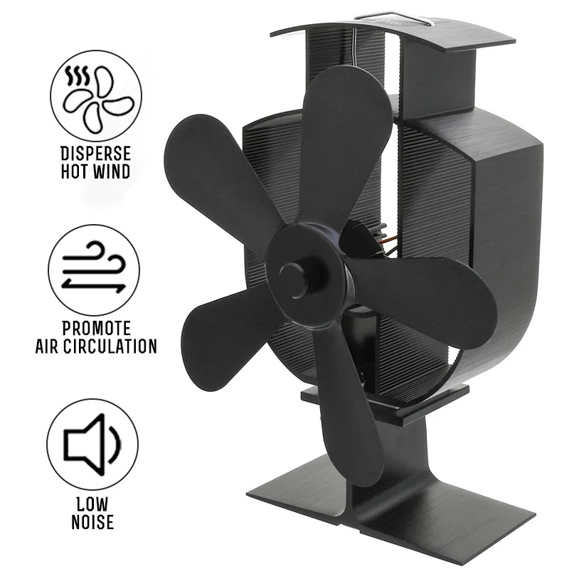 5 лопастей черная Тепловая печь вентилятор бревен деревянная горелка Ecofan тихий черный домашний камин вентилятор эффективное тепло Эко Плита Верхний вентилятор