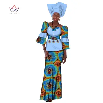 

Summer Women Dress Traditional African Traditional 2 Pieces Women Set Clothing Custom Made Tops + Skirts Hot Sale BRW WY156