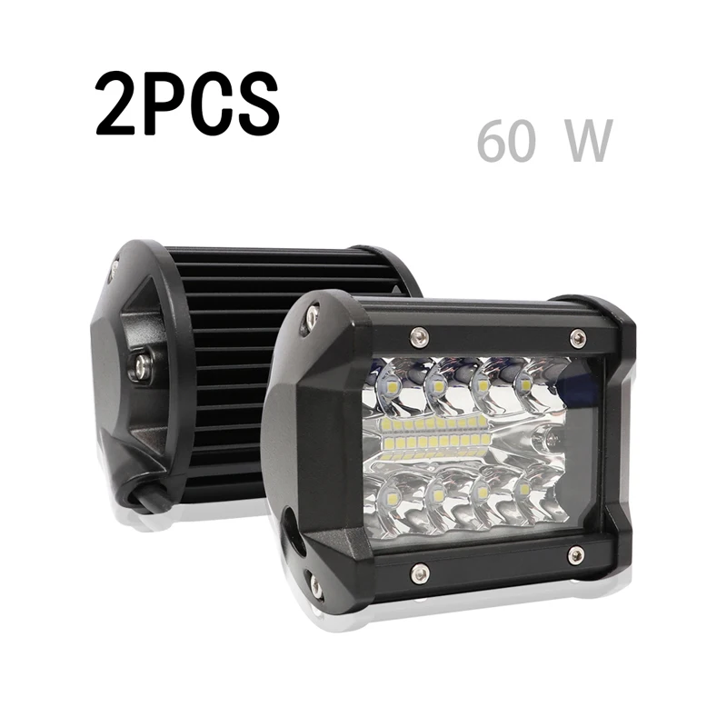 

2Pcs 60W IP67 LED Work Light Bar Combo Beam Off-Road Driving Fog Headlight Lamp DC 10~48 V 6000K