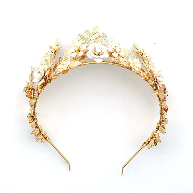 

Silver Leaves Bridal Hair Accessories Gorgeous Crystal Crown Bridal Headband Tiara Elegant Rhinestone Women Head Pieces