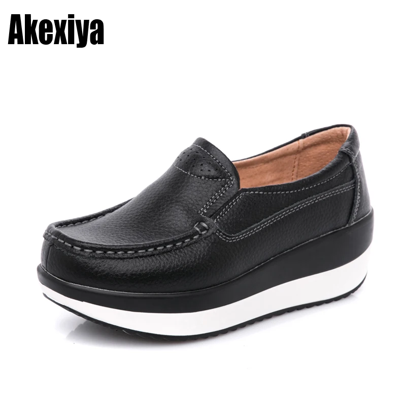 

Women Flat Platform Loafers Ladies Elegant Moccasins Shoes Genuine Leather Woman Slip On Women Casual Shoes d734