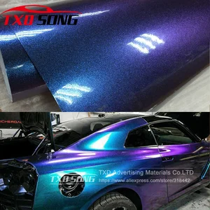 5M/10M/15M/20MX152CM/Roll Light Blue To Purple Pearl Gloss Chameleon Vinyl Wrap Film With Air Bubble Free Shiny Car Wrap Sticker
