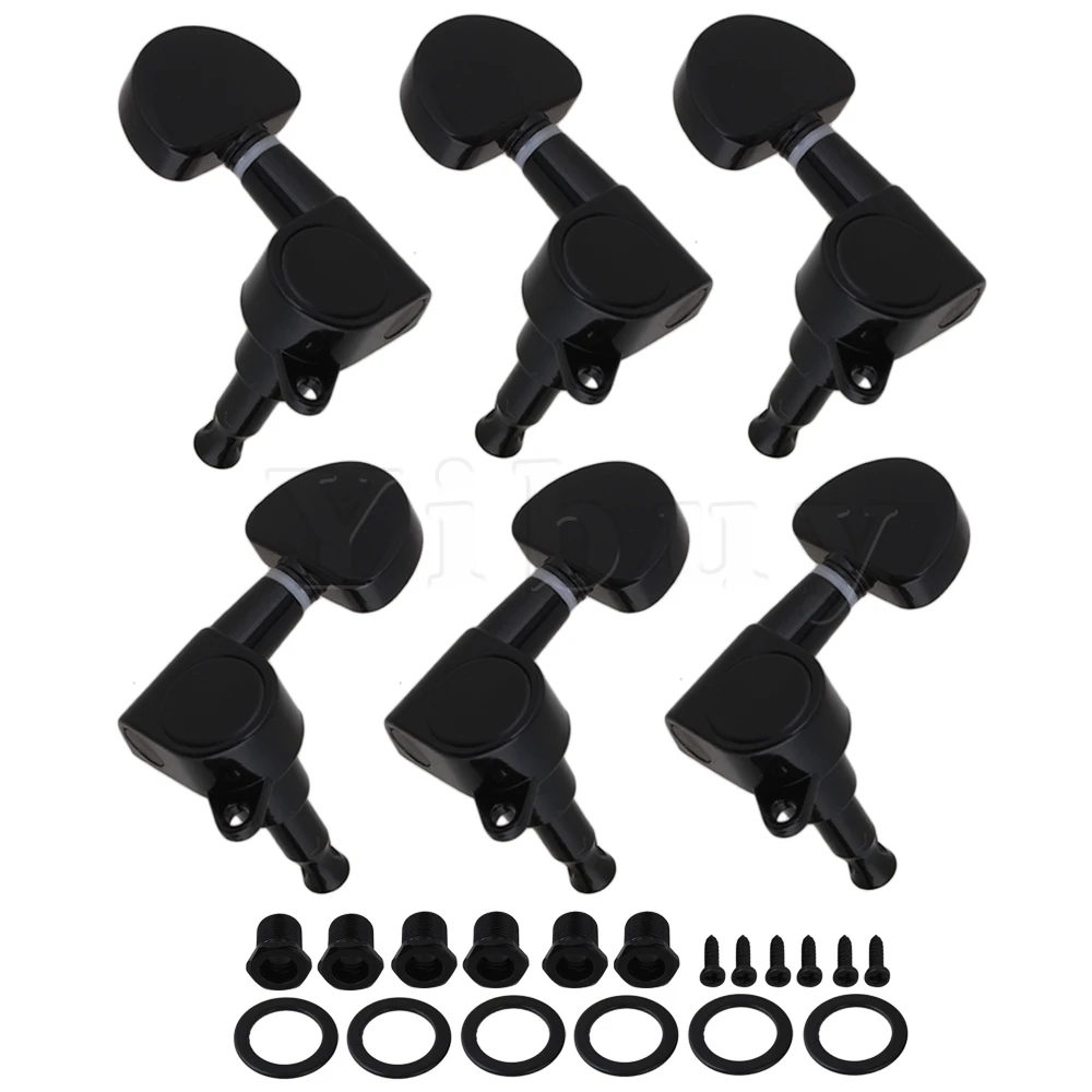 Yibuy 6x Black Guitar String Tuning Pegs Tuners Machine Heads | Спорт и развлечения