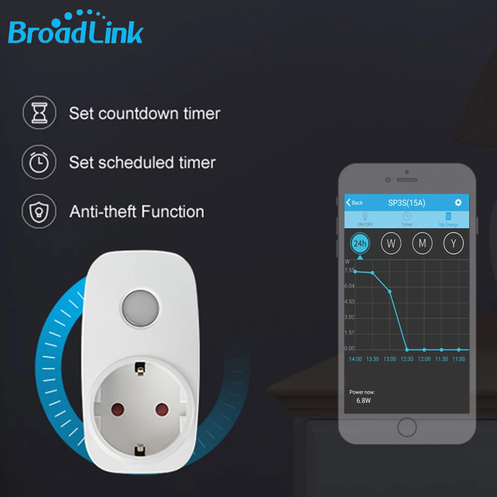 Оригинальный Broadlink SP3S энергосбережения Мощность метр Wi Fi Smart Plug разъем ЕС