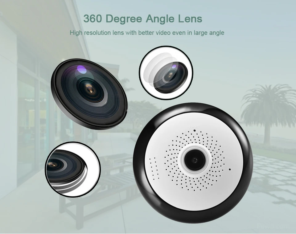 Graus da Câmera de Vigilância Sistema de Câmera Panorâmica de 360 p sem Fio Hqcam Fisheye Wifi ip Home Security P2p Camhi vr hd 1080 9 HQCAM VR Fisheye Panorâmica de 360 Graus