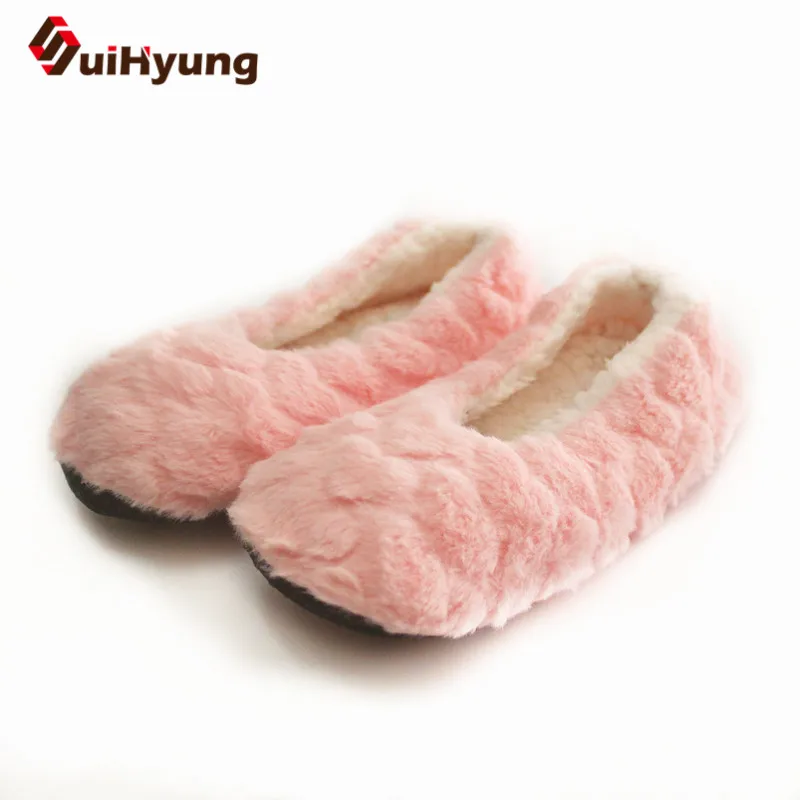 

Suihyung women Winter Warm Soft Sole Plush Cotton-padded Shoes Coral Fleece Home Slippers Indoor Shoes Foot Warmer Floor Socks