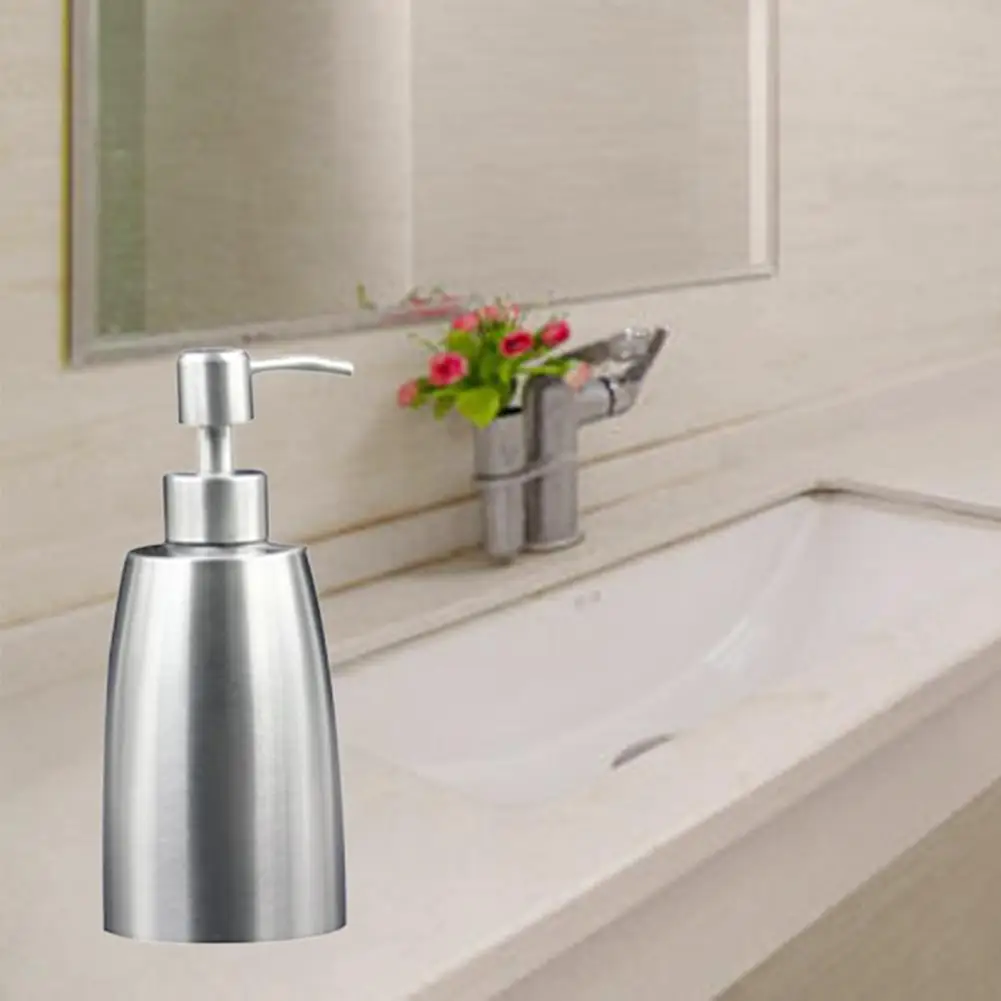 400ml Stainless Steel Bottle Storage Lotion Sanitizer Liquid Soap Pump Dispenser Set