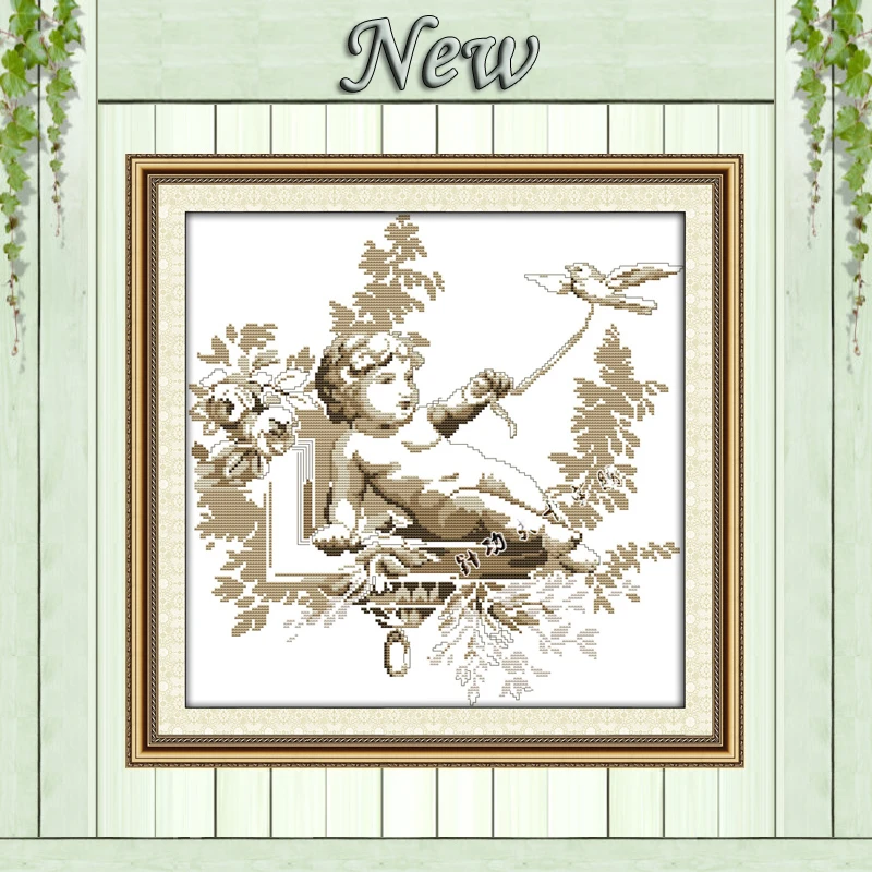 

cherub and dove baby Angel home wall Decor counted print on canvas DMC Cross Stitch kits 11CT 14CT needlework Set DIY embroidery