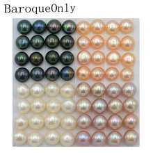 BaroqueOnly полупросверленные натуральные пресноводные жемчужные бусины в форме пуговиц Oyster naked Pearl, свободные бусины для изготовления ювелирных изделий своими руками