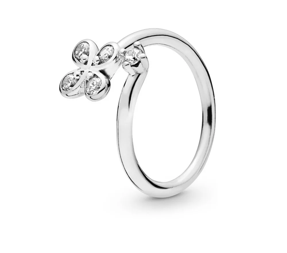 

197988cz Kristie 100% 925 Esterlina Novo 2019 Spring Four -petal Original Flower Quality Ring Jewels Of The Mode Of Women Present