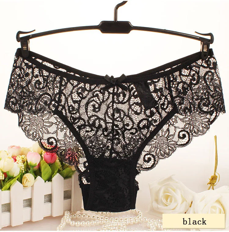 2017 Summer Sexy Lace Women Transparent Panties Plus Size Cotton Crotch Briefs Ladies Underwear Culotte Femme Intimates (4)