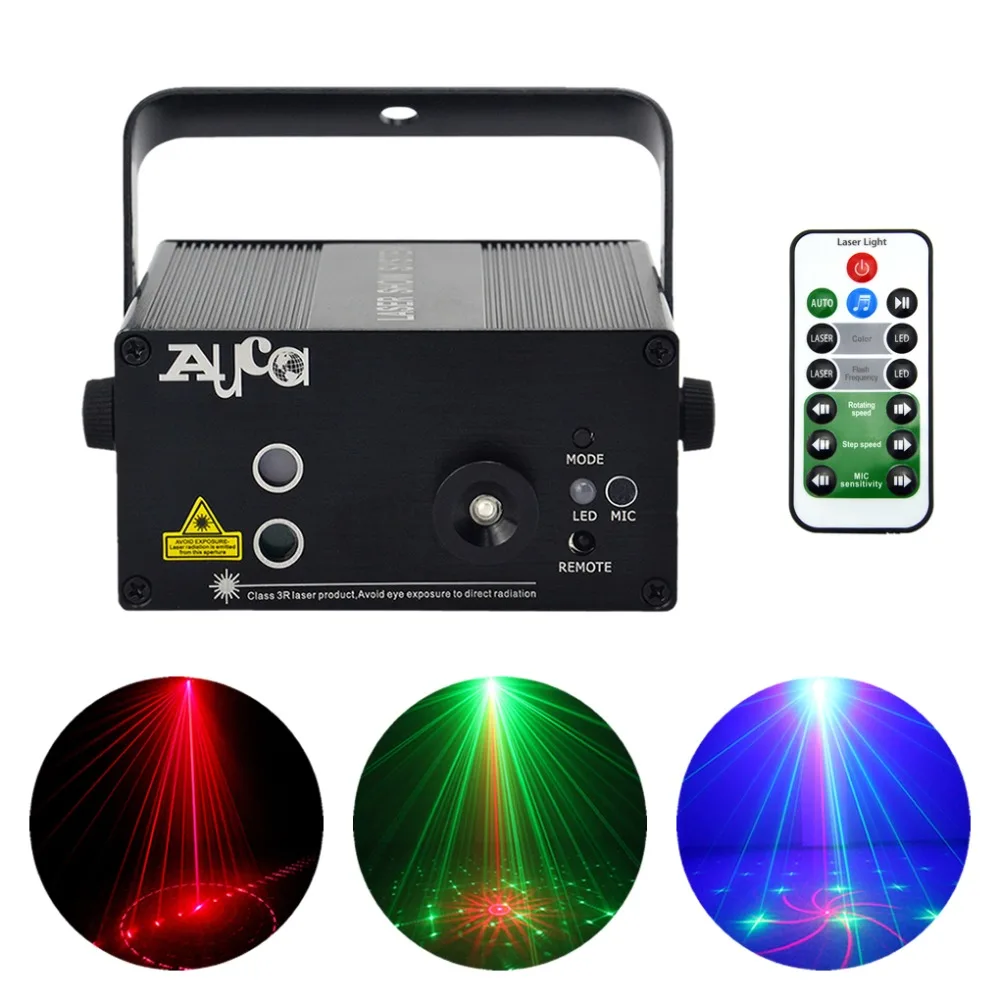 

AUCD Remote 2 Lens 18 Patterns RG Laser Crossover Effect Project 3W Blue LED Mixing Effect DJ KTV Show Stage Lighting L18RG