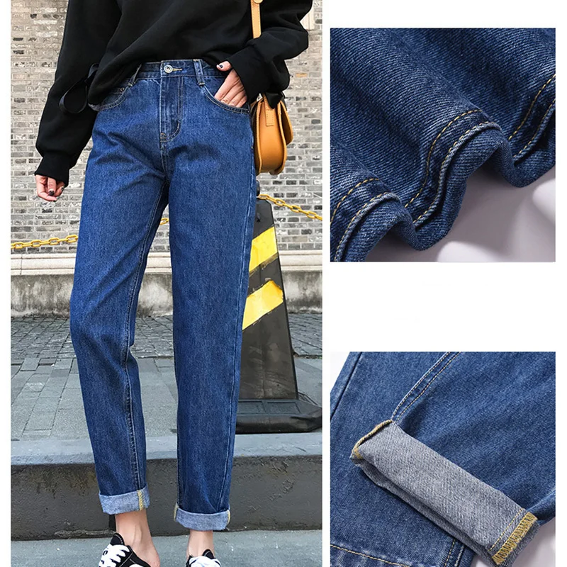 Plus Size High Waist Boyfriend Jeans Women Fashion Blue Black White Jeans Ladies Denim Harem Pants Casual Trousers Jeans Femme Plus Size High Waist Boyfriend Jeans Women Fashion Blue Black White Jeans Ladies Denim Harem Pants Casual Trousers Jeans Femme