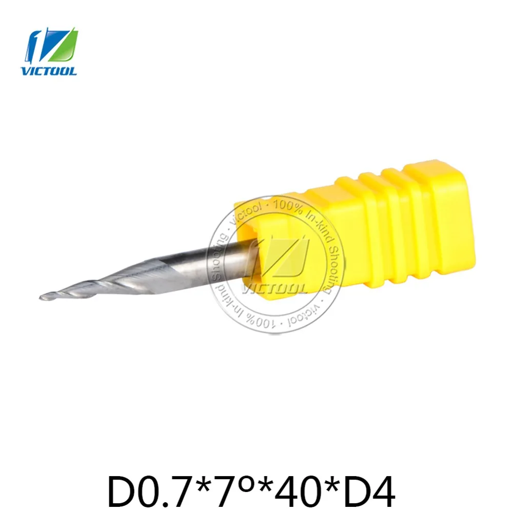 

D0.7*7*40*D4*2F Flat Tapered End Mill HRC55 Solid Carbide Milling Over length 40mm Engraving Grinding Milling Tools