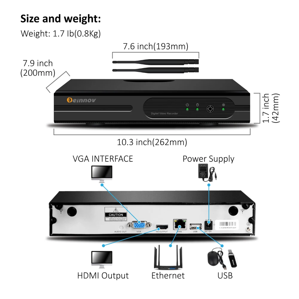  8CH 1080P 2MP IP Camera Audio Record Waterproof Wireless Security CCTV System NVR Set Wifi Surveill - 32883196914