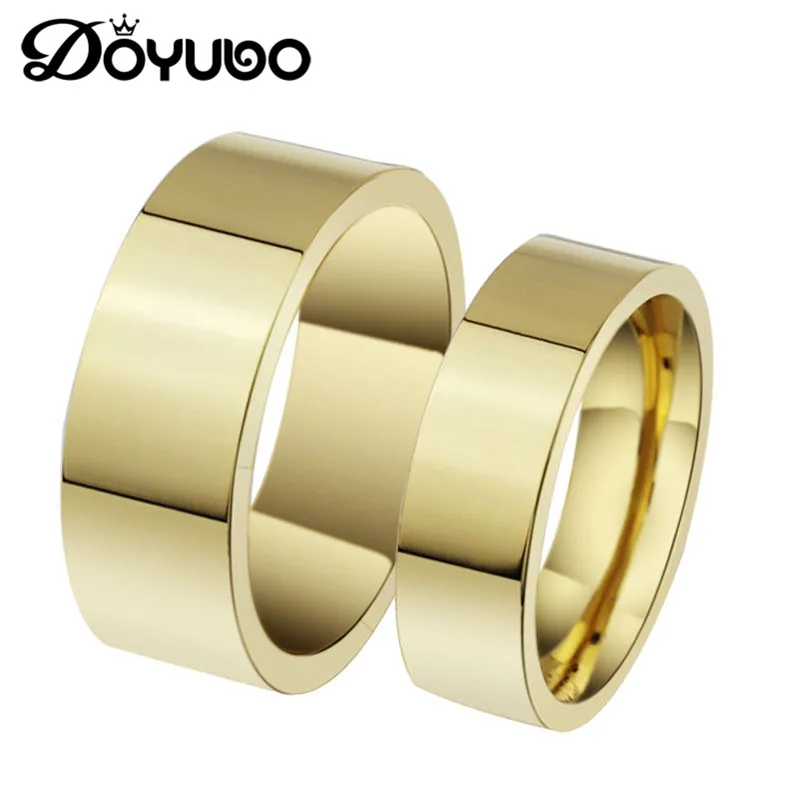 Кольца для влюбленных DOYUBO из титановой стали золотого цвета с гравировкой