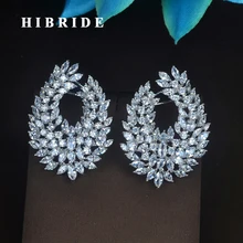 Hibride роскошь огранка маркиз от Clear Cubic Zironia белого золота Цвет, серьги со шпилькой, для Для женщин ювелирные изделия Boucle d'oreille E-735