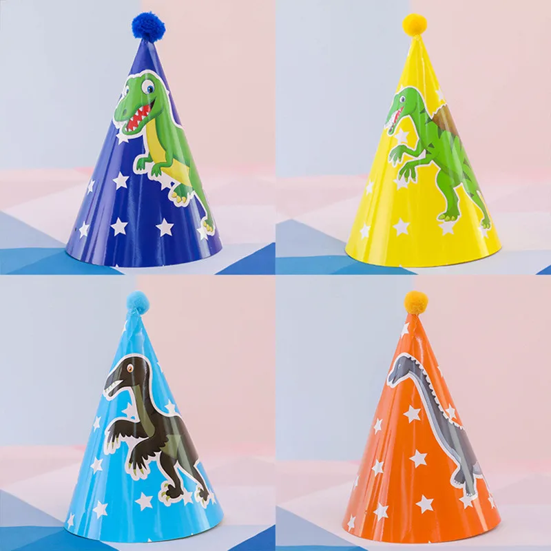 Dinosaur Paper Hats Jungle Party 6th Kids Birthday Party Decoration Dinosaur Animal Party Birthday Hats Girl Boys Favor Supplies04