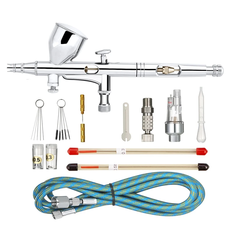 

Gravity Dual-Action Mini Airbrush Paint Nail Makeup Air Brush Paint Set Face Art Diy Tool 0.2Mm/0.3Mm/0.5Mm 9Cc