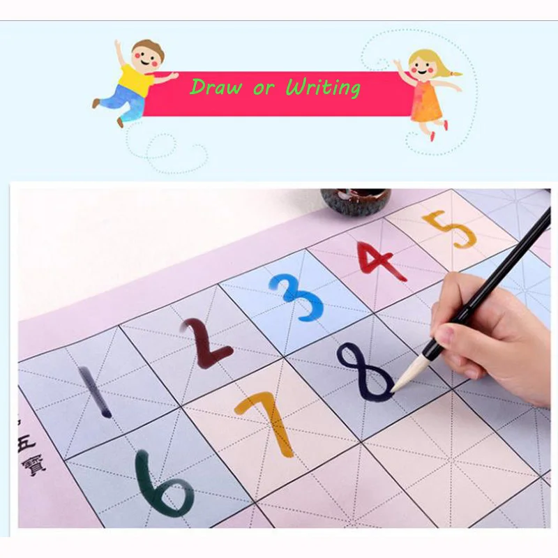 

Multifunctional Chinese Calligraphy Colored Water Writing Cloth book + a writing brush Repeat use For kid Calligraphy Practice