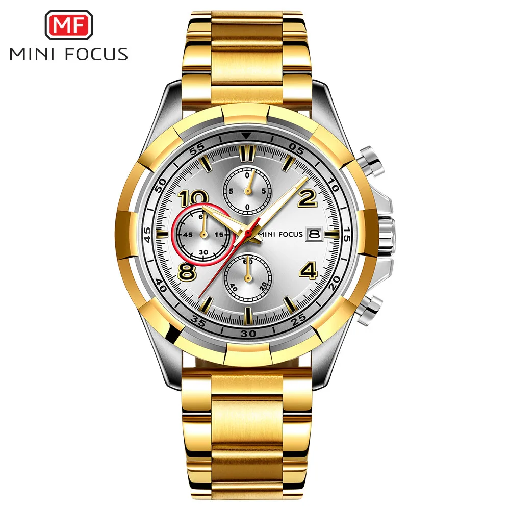

MINIFOCUS Top Luxury Brand Watch Men Luminous Analog Chronograph Date Quartz Wrist Watch Stainless Steel Wristwatch Montre Homm