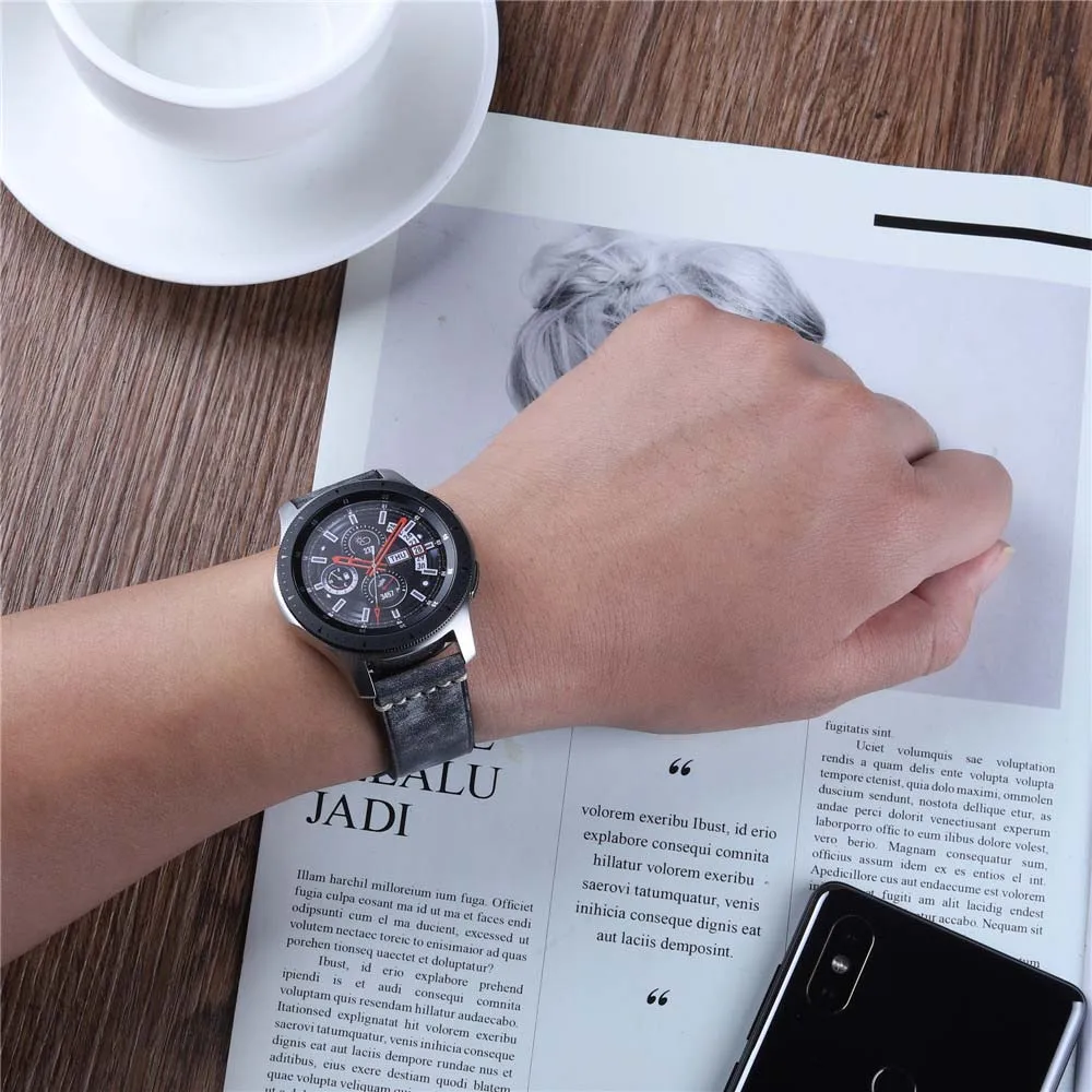 Ремешок кожаный для Samsung Galaxy Watch 3 45 мм 46 сменный Браслет Gear S3 новый дизайн 22