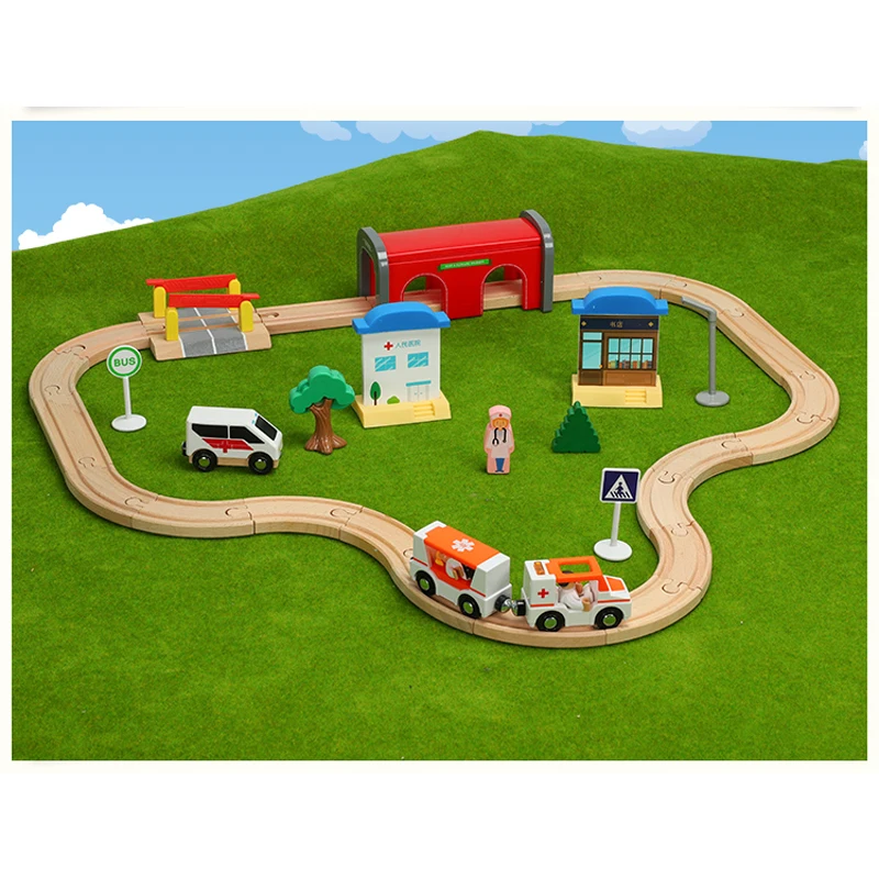 Деревянный трек для поезда совместимый с Brio Train tracks детская игрушка автомобиль